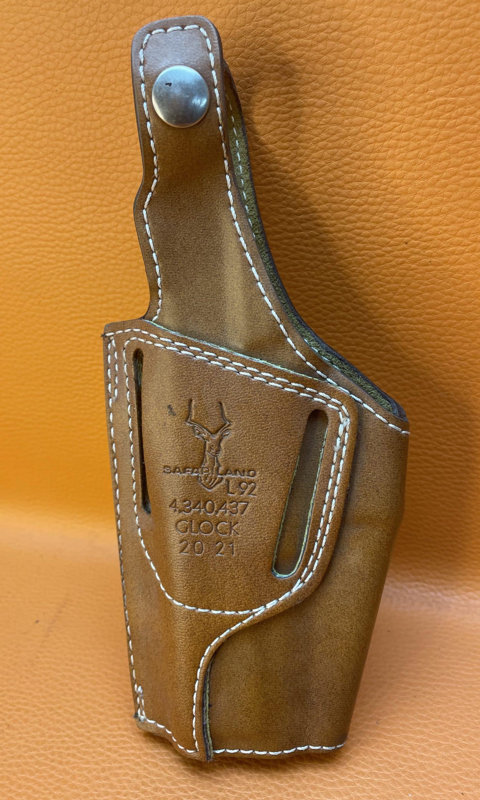 Gürtelholster " Safariland"-Leder braun -rechts- Glock 20 / 21 und baugleiche